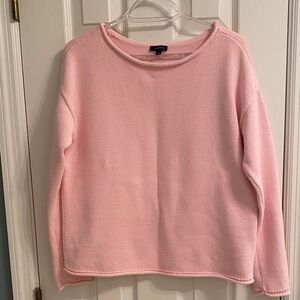 TALBOTS SIZE SMALL PINK CHUNKY KNIT ROLL NECK SWEATER - 100% Cotton - EUC